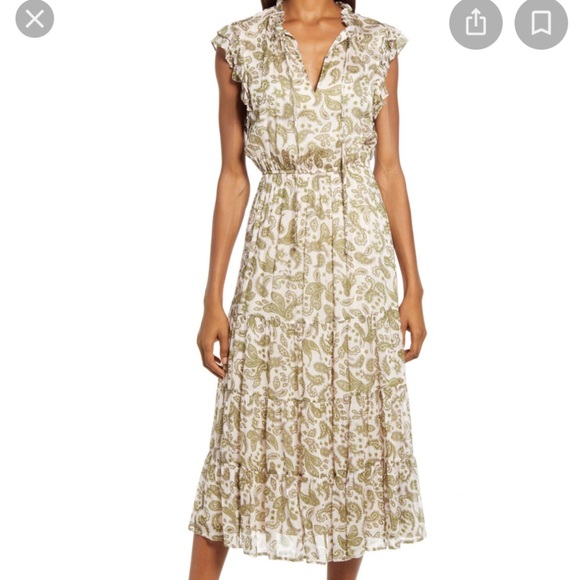 BB DAKOTA Steve Madden Endless Scroll Tiered A-line Midi Dress - Picture 2 of 6